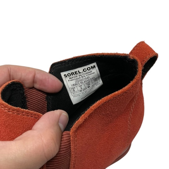 Sorel Evie Wedge Suede Ankle Pull On Boots Burnt Orange Waterproof - Picture 10 of 13